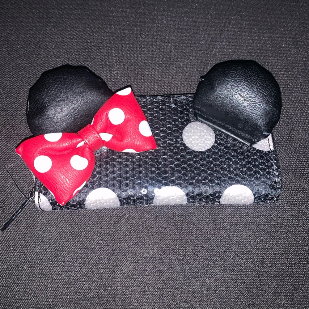 Loungefly Black and Red Polka Dot Mini Mouse Wallet with 3D Ears